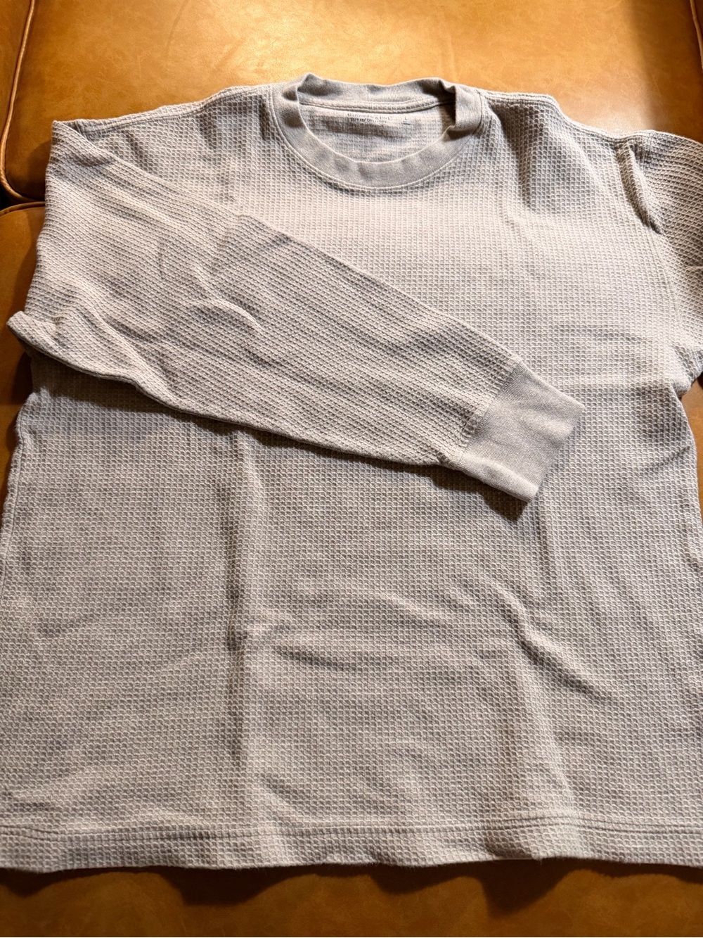Abercrombie Men's Tan Waffle Long-Sleeve Shirt